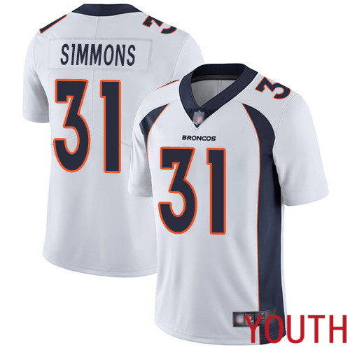 Youth Denver Broncos 31 Justin Simmons White Vapor Untouchable Limited Player Football NFL Jersey